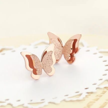 Butterfly earrings studs stainless steel silver colour